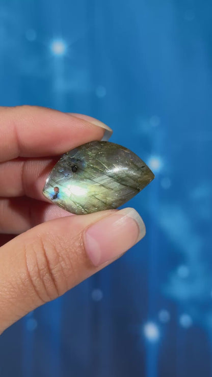Labradorite Cabochon – Pre-Drilled • 6 grams