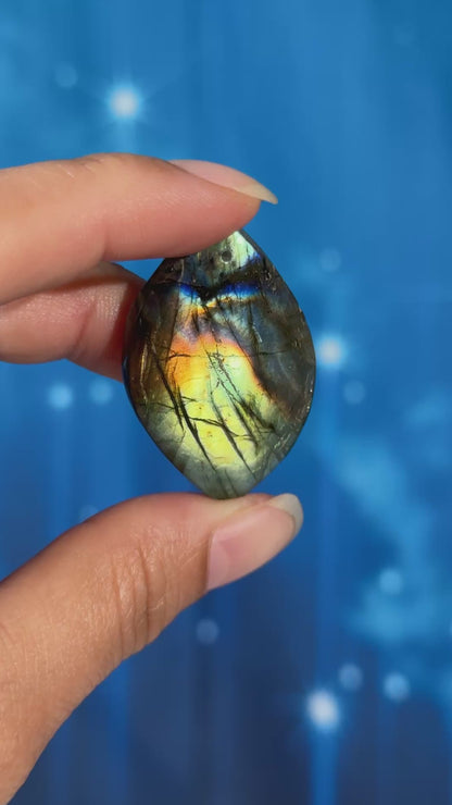 Labradorite Cabochon – Pre-Drilled • 11 grams