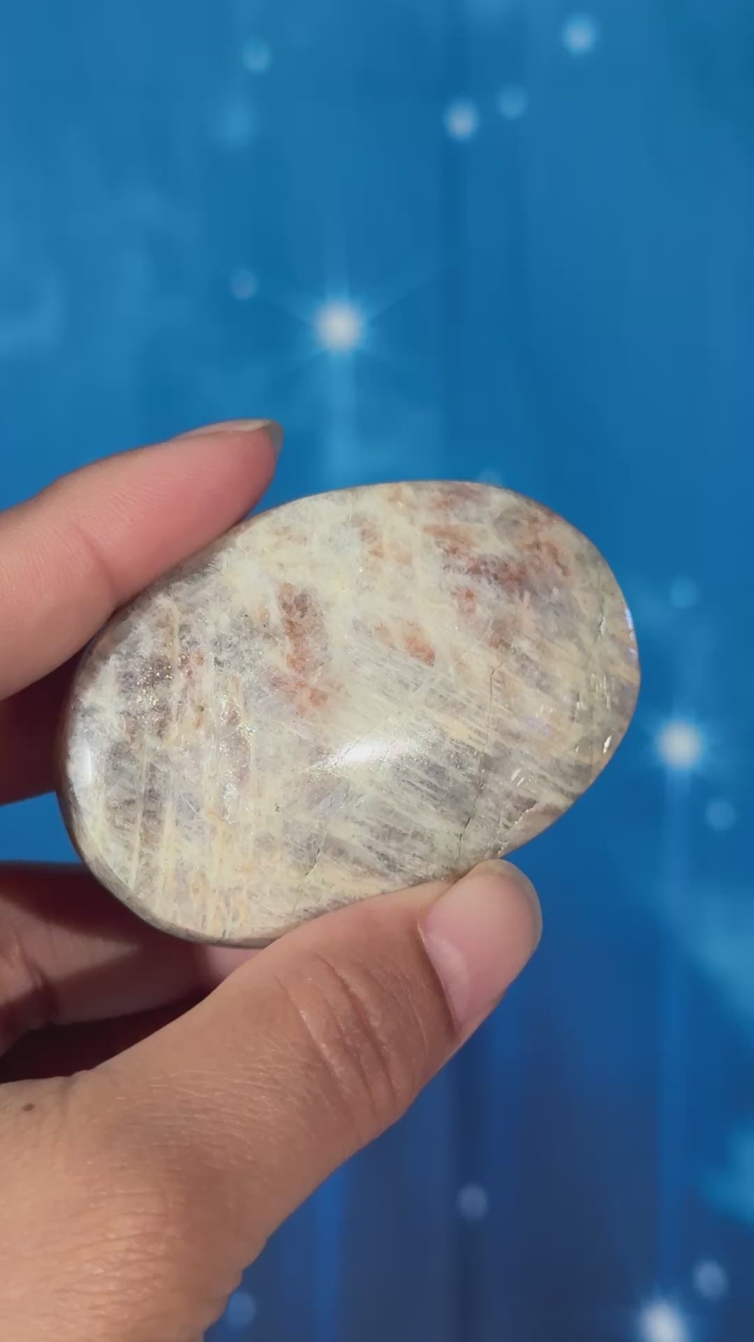 Russian Moonstone with Sunstone Palmstone – Belomorite • 0.082 kg